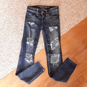 American Eagle Distressed Super Low Jegging Jeans size 00